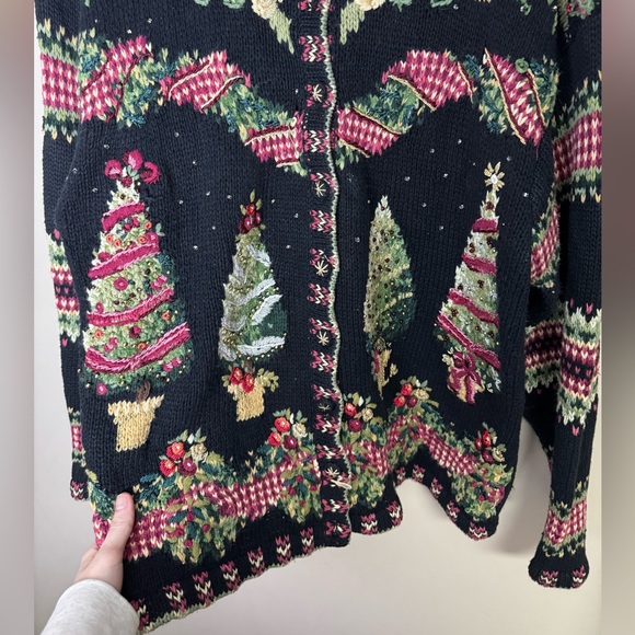 Vintage Christmas Sweater Cardigan - Picture 3 of 4
